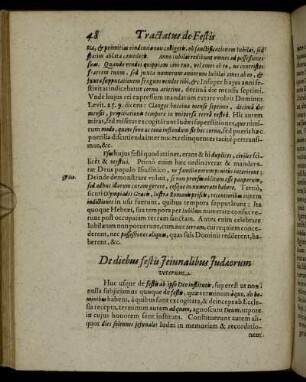 De diebus festis Jeiunalibus Judaeorum veterum