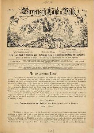Bayerisch Land und Volk : offizielles Organ des Landesverbandes zur Hebung des Fremdenverkehrs in Bayern. 2. 1891/92