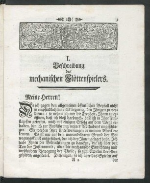 I. Beschreibung des mechanischen Flöttenspielers.