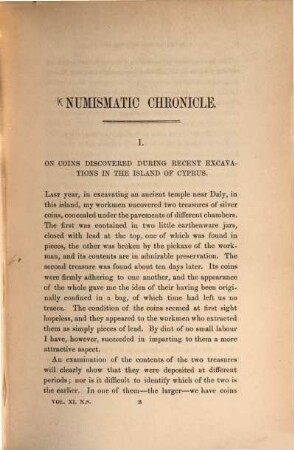 The numismatic chronicle. 11. 1871
