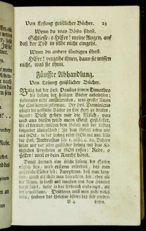 Fünffte Abhandlung. Von Lesung geistlicher Bücher