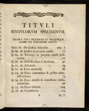 b1r-b4r, Tituli Singulorum Speciminum