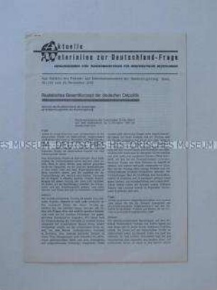 Sonderdruck der Bundesregierung zur Deutschland-Politik mit dem Wortlaut eines Rundfunk-Interviews von Außenminister Scheel