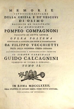 Memorie istorico-critiche della chiesa e de' vescovi di Osimo. 2