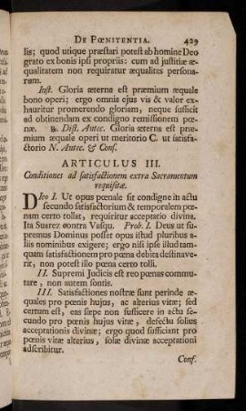429-433, Articulus III. Conditiones ad satisfactionem extra Sacramentum requisitae.
