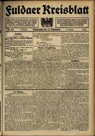Ausgabe vom Donnerstag, den 15. September 1910.