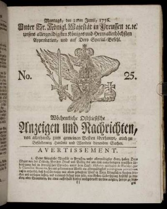 No. 25. Montags, den 21ten Junii, 1756.