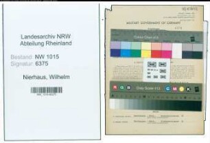 Entnazifizierung Wilhelm Nierhaus , geb. 02.01.1906 (Textilkaufmann)