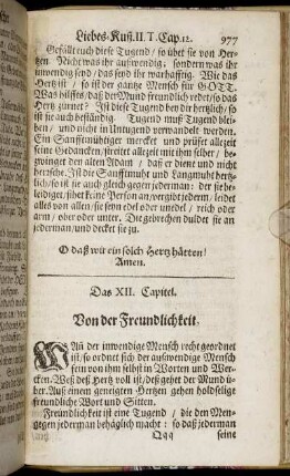 Das XII. Capitel. Von der Freundlichkeit.