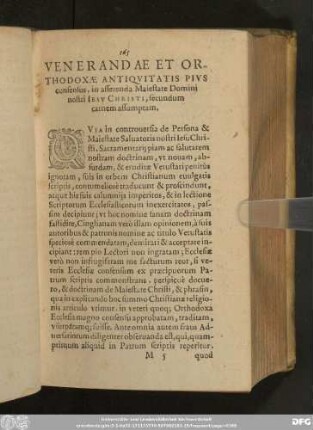 Venerandae Et Orthodoxae Antiquitatis Pivs consensus, in asserenda Maiestate Domini nostri Iesu Christi, secundum carnem assumptam.