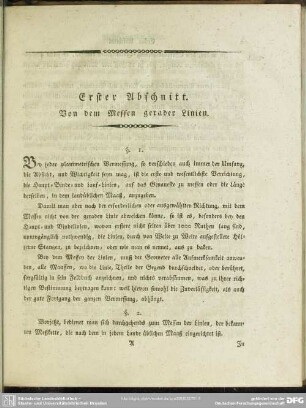Erster Abschnitt. Von dem Messen gerader Linien