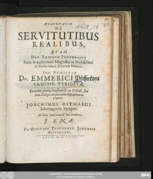 Disputatio De Servitutibus Realibus