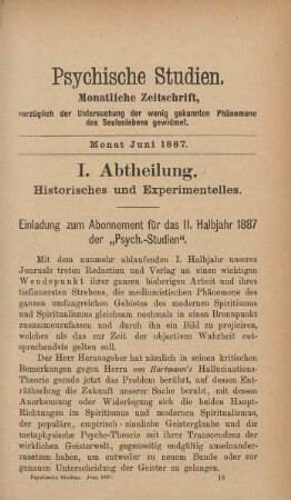 I. Abtheilung. Historisches und Experimentelles