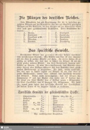 Das specifische Gewicht