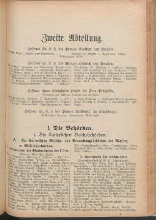 1. Die kaiserlichen Reichsbehörden.