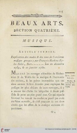 Section quatrième: Musique