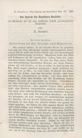 443-485 Das System des Gnostikers Basilies : dritter Artikel