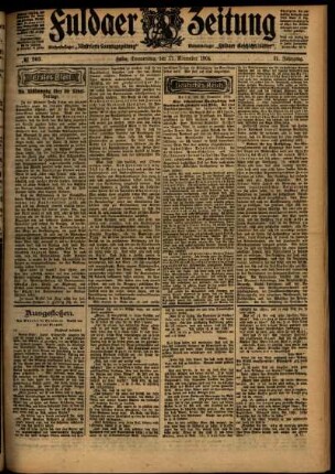 Erste Ausgabe vom Donnerstag, den 17. November 1904.