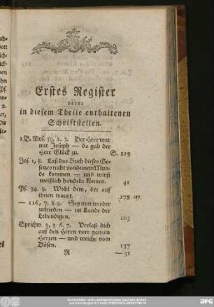 Erstes Register derer in diesem Theile enthaltenen Schriftstellen.