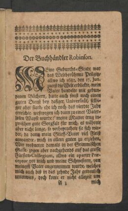 Der Buchhändler Robinson.