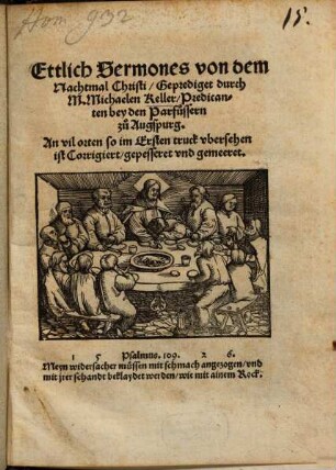 Etlich Sermones von dem Nachtmal Christi