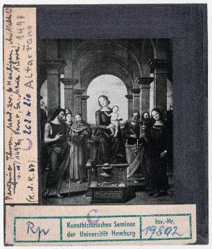 Pietro Perugino: Thronende Madonna zwischen 6 Heiligen. Fano, Santa Maria Nuova