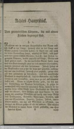 Achtes Hauptstück. Von geometrischen Körpern, die mit ebnen Flächen begrenzet sind