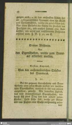 Dritter Abschnitt. Von den Eigenschaften, welche zum Transact erfordert werden