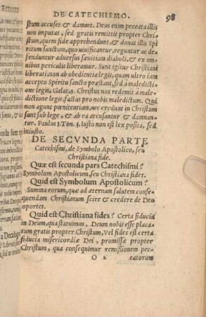 De Secvnda Parte Catechismi, de Symbolo Apostolico, seu Christiana fide.