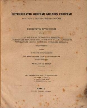 Determinatio orbitae grandis cometae anni 1858 e cunctis observationibus