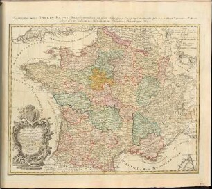Tres nouvelle Carte du Royaume De France : divisé en toutes les Provinces et Gouvernements = Recentissima totius Galliae Regni Tabula Geographica