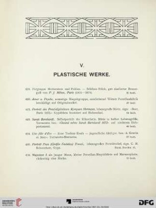 Plastische Werke und Waffen (Nr. 419-475)