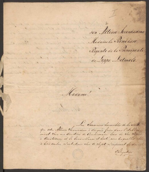 Brief an Pauline (Lippe, Fürstin)