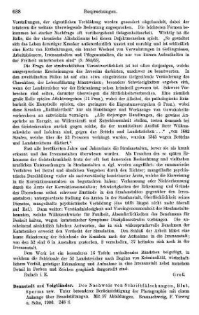 638-639, Dennstedt und Voigtländer, Der Nachweis von Schriftfälschungen, Blut, Sperma usw. Unter besonderer Berücksichtigung der Photographie mit einem Anhange über Brandstiftungen, 1906