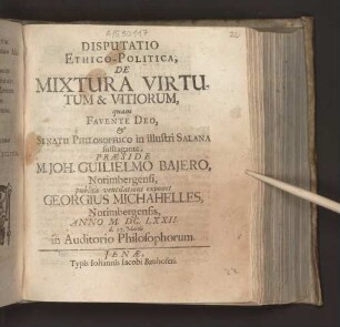 Disputatio Ethico-Politica, De Mixtura Virtutum & Vitiorum,