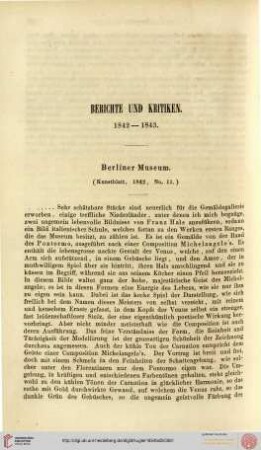 Berichte und Kritiken 1842-1843