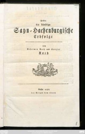 Ueber die künftige Sayn-Hachenburgische Erbfolge