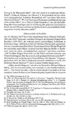 Bekanntschaft mit Puschkin