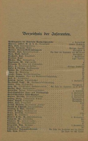 Verzeichnis der Inserenten