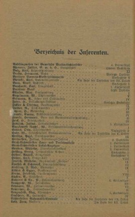 Verzeichnis der Inserenten