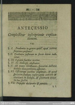 Antecessio Complectitur inscriptionis explicationem