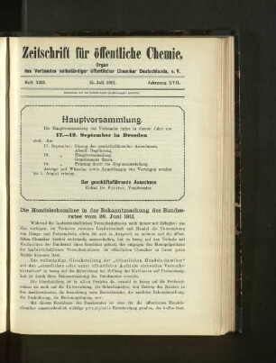 Heft XIII. 15. Juli 1911. Jahrgang XVII.