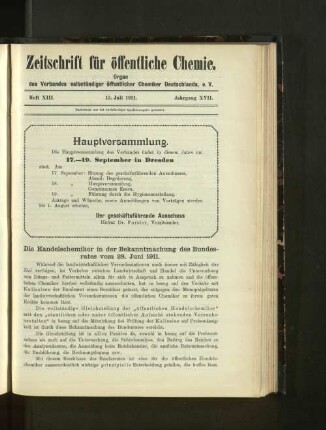 Heft XIII. 15. Juli 1911. Jahrgang XVII.