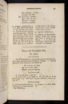 67-70, Neun und dreysigste Ode