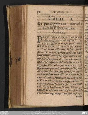 Caput I. De praecognitione mutationum in Rebuspub. incidentium.