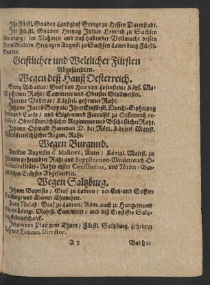 Geistliche und Weltliche Fürsten Abgesandten.