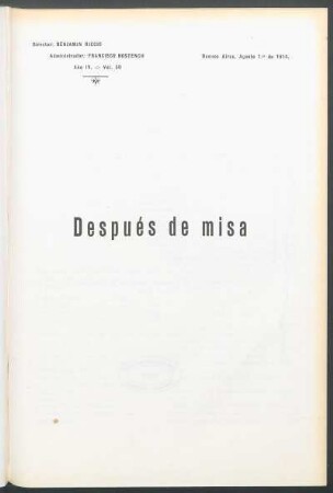 1914005000: Después de misa : comedia de costumbres provincianas en un acto