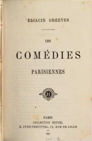 Les comédies Parisiennes