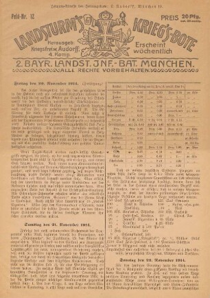 12.1914: Landsturm's Kriegs-Bote