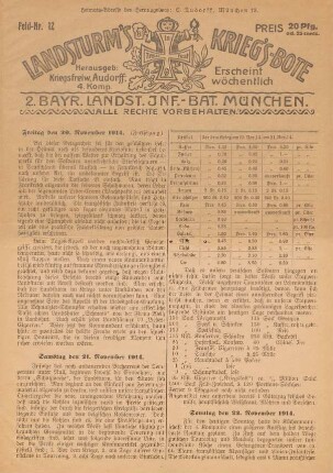 12.1914: Landsturm's Kriegs-Bote